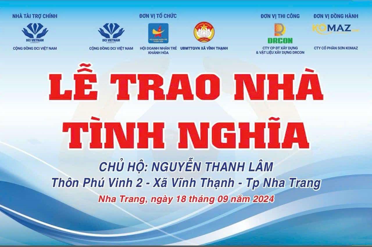 DRCON - Thành viên Hệ sinh thái Khởi Nghiệp Thực Tế tham gia Lễ trao tặng Nhà Tình Nghĩa tại xã Vĩnh Thạnh - Khánh Hòa